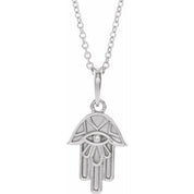14K White Hamsa 16-18" Necklace