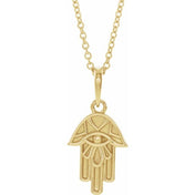 14K Yellow Hamsa 16-18" Necklace