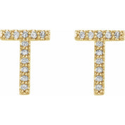 14K Yellow 1/10 CTW Natural Diamond Initial T Earrings