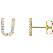 14K Yellow .05 CTW Natural Diamond Initial U Earring