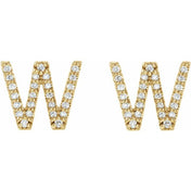 14K Yellow 1/6 CTW Natural Diamond Initial W Earrings