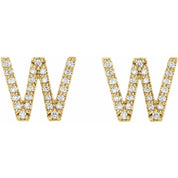 14K Yellow 1/6 CTW Natural Diamond Initial W Earrings