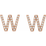 14K Rose 1/6 CTW Natural Diamond Initial W Earrings