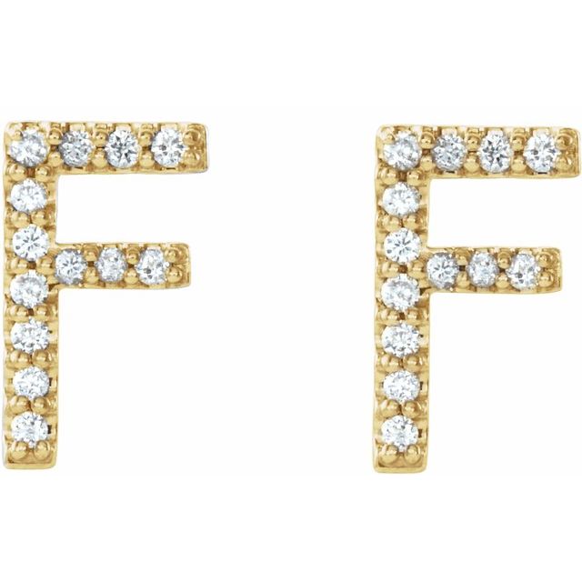 14K Yellow .08 CTW Natural Diamond Initial F Earrings