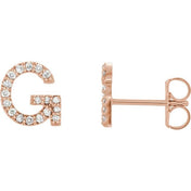 14K Rose .06 CTW Natural Diamond Initial G Earring