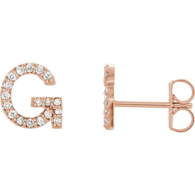 14K Rose .06 CTW Natural Diamond Initial G Earring