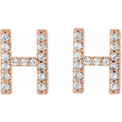 14K Rose 1/8 CTW Natural Diamond Initial H Earrings