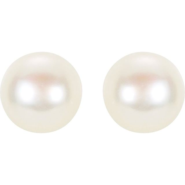 14K Yellow Panache? Cultured White Freshwater Pearl Stud Earrings