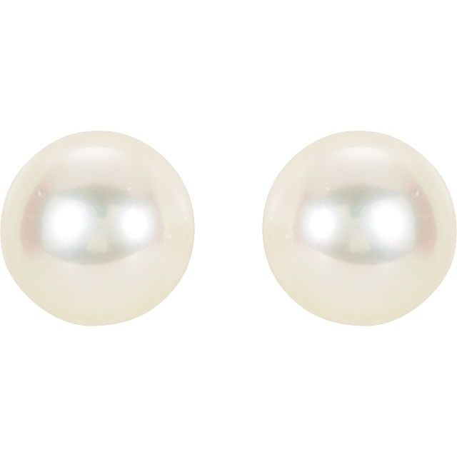 14K Yellow Panache? Cultured White Freshwater Pearl Stud Earrings