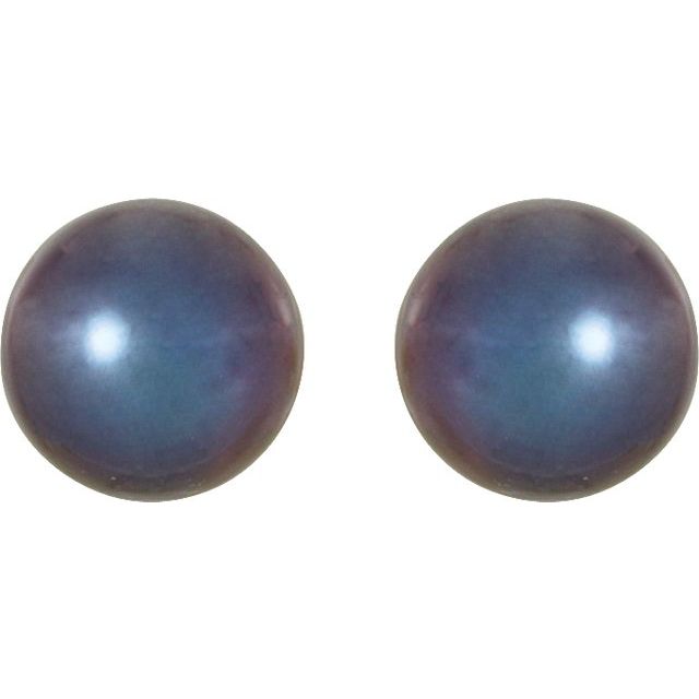 14K Yellow Panache? Cultured Black Freshwater Pearl Stud Earrings