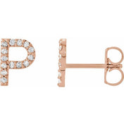 14K Rose 1/10 CTW Natural Diamond Initial P Earrings