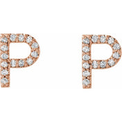 14K Rose 1/10 CTW Natural Diamond Initial P Earrings