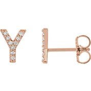 14K Rose .04 CTW Natural Diamond Initial Y Earring