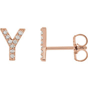 14K Rose .07 CTW Natural Diamond Initial Y Earrings