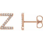 14K Rose .06 CTW Natural Diamond Initial Z Earring