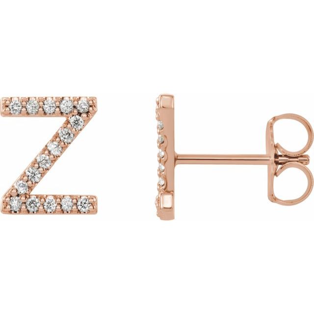 14K Rose .06 CTW Natural Diamond Initial Z Earring