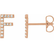 14K Rose .08 CTW Natural Diamond Initial F Earrings