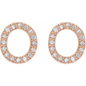 14K Rose 1/8 CTW Natural Diamond Initial O Earrings