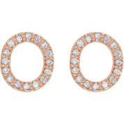 14K Rose 1/8 CTW Natural Diamond Initial O Earrings