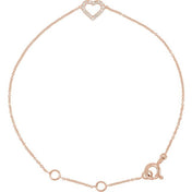 14K Rose .06 CTW Natural Diamond Heart 6-7" Bracelet