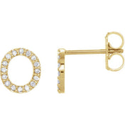 14K Yellow 1/8 CTW Natural Diamond Initial O Earrings