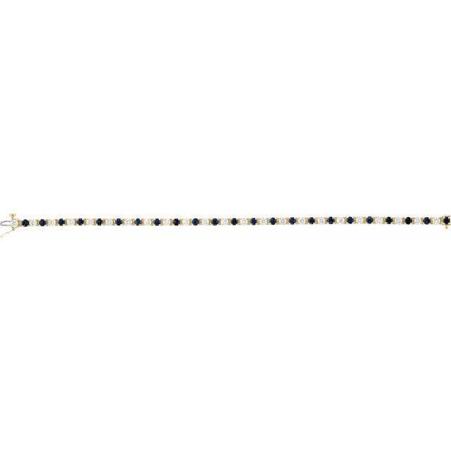 14K White Lab-Grown Blue Sapphire & 2 3/8 CTW Natural Diamond Line 7" Bracelet