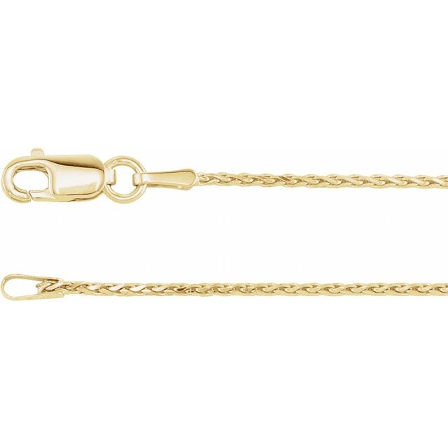 14K Yellow 1.05 mm Diamond-Cut Wheat 18" Chain