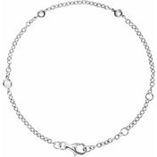 14K White 1/6 CTW Natural Diamond Bezel-Set 3-Station 5 1/2-7" Bracelet