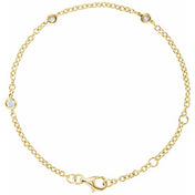 14K Yellow 1/6 CTW Natural Diamond Bezel-Set 3-Station 5 1/2-7" Bracelet