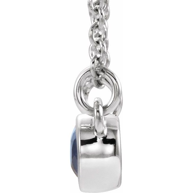 14K White Lab-Grown Blue Sapphire & .02 CTW Natural Diamond 16" Necklace