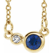 14K Yellow Lab-Grown Blue Sapphire & .02 CTW Natural Diamond 18" Necklace