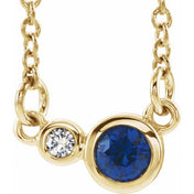 14K Lab-Grown Blue Sapphire & Natural Diamond Necklace in 16" and 18" Lengths