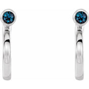 14K White 3 mm Lab-Grown Alexandrite Huggie J-Hoop Earring