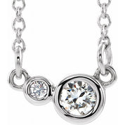 Sterling Silver Natural White Sapphire & .03 CTW Natural Diamond 18" Necklace
