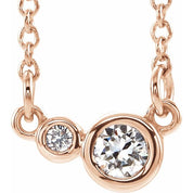 14K Rose Natural White Sapphire & .02 CTW Natural Diamond 18" Necklace