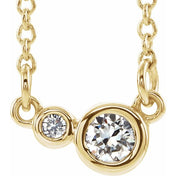 14K Yellow Natural White Sapphire & .06 CTW Natural Diamond 16" Necklace