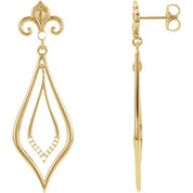 14K Yellow 1/10 CTW Natural Diamond Fleur-de-Lis Earrings
