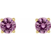 14K Yellow 4 mm Natural Pink Sapphire Stud Earrings