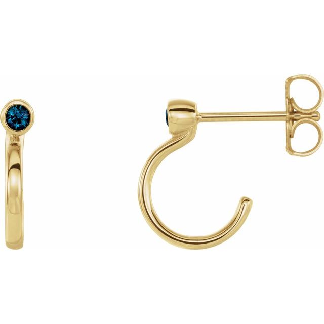 14K Yellow 2.5 mm Lab-Grown Alexandrite Huggie J-Hoop Earring