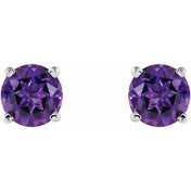 14K White 5 mm Natural Amethyst Stud Earrings