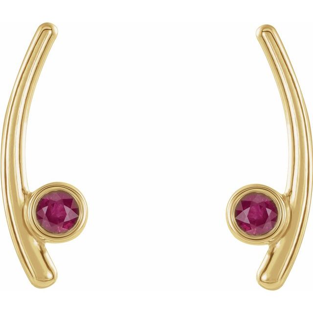 14K Yellow Lab-Grown Ruby Ear Climbers