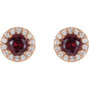 14K Rose 6 mm Lab-Grown Ruby & 1/4 CTW Natural Diamond Earrings