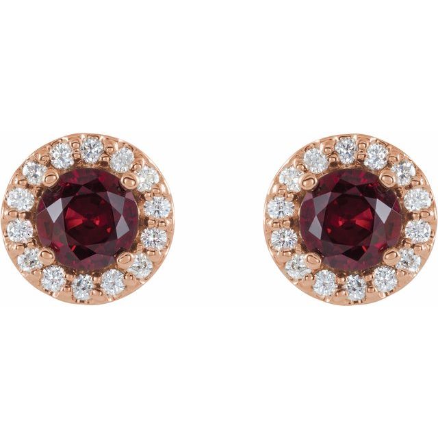 14K Rose 6 mm Lab-Grown Ruby & 1/4 CTW Natural Diamond Earrings