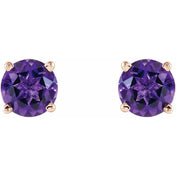 14K Rose 5 mm Natural Amethyst Stud Earrings