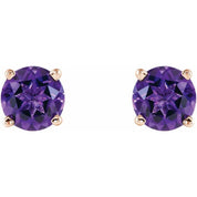 14K Rose 5 mm Natural Amethyst Stud Earrings
