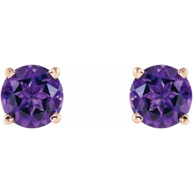 14K Rose 5 mm Natural Amethyst Stud Earrings