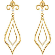14K Yellow 1/10 CTW Natural Diamond Fleur-de-Lis Earrings