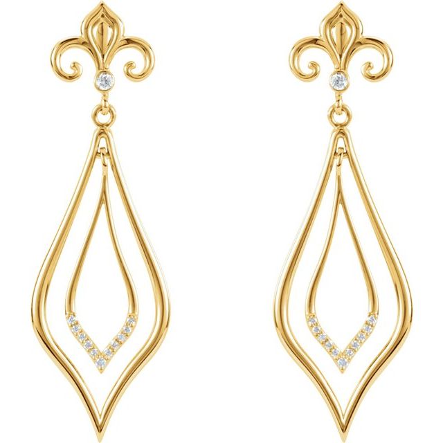 14K Yellow 1/10 CTW Natural Diamond Fleur-de-Lis Earrings