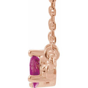 14K Rose Natural Pink Tourmaline & 1/10 CTW Natural Diamond 18" Necklace