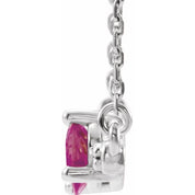 Sterling Silver Natural Pink Tourmaline & 1/10 CTW Natural Diamond 18" Necklace